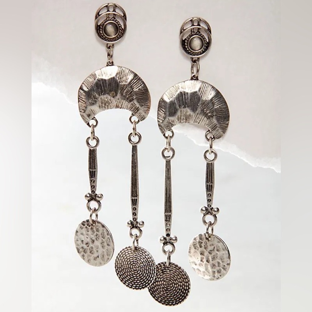 Free People Silver-Tone Textured Dangle Earrings